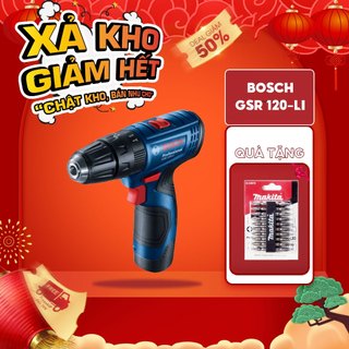 Máy Khoan Vặn Vít Dùng Pin Bosch GSR 120-LI (1 Pin, 1 Sạc) có kèm mũi khoan mũi vít