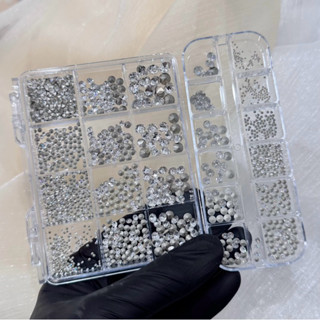 Set đá trang trí móng tay nail size to, vừa, nhỏ, tròn siêu sáng không bung chân loại cao cấp