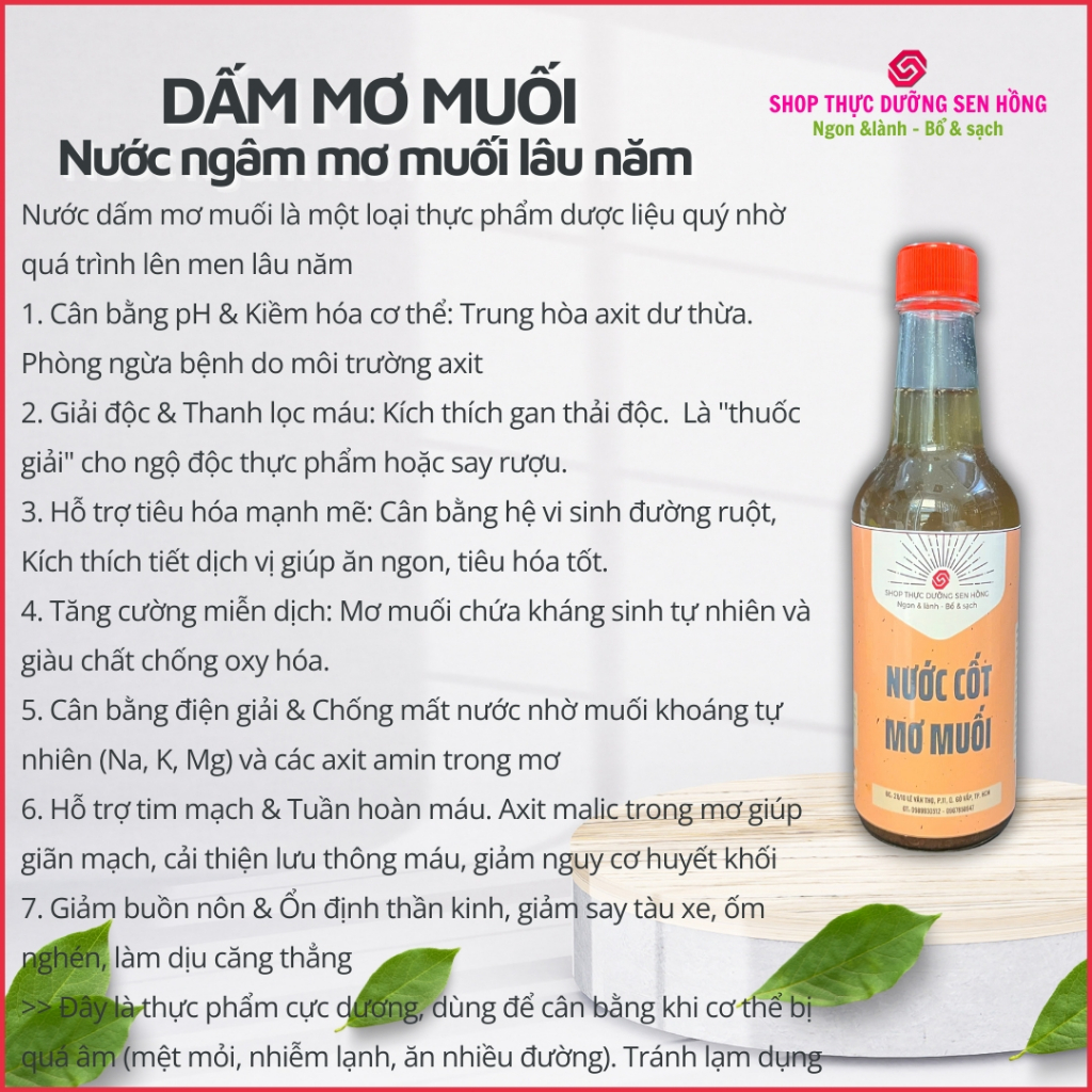 Nước mơ muối 7 năm (nước dấm mơ lâu năm) (250ml) Thực dưỡng sen hồng