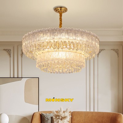 Đèn thả pha lê MONSKY FINCE D80cm, 60cm, dài 100cm phong cách độc đáo trang trí nhà cửa cao cấp