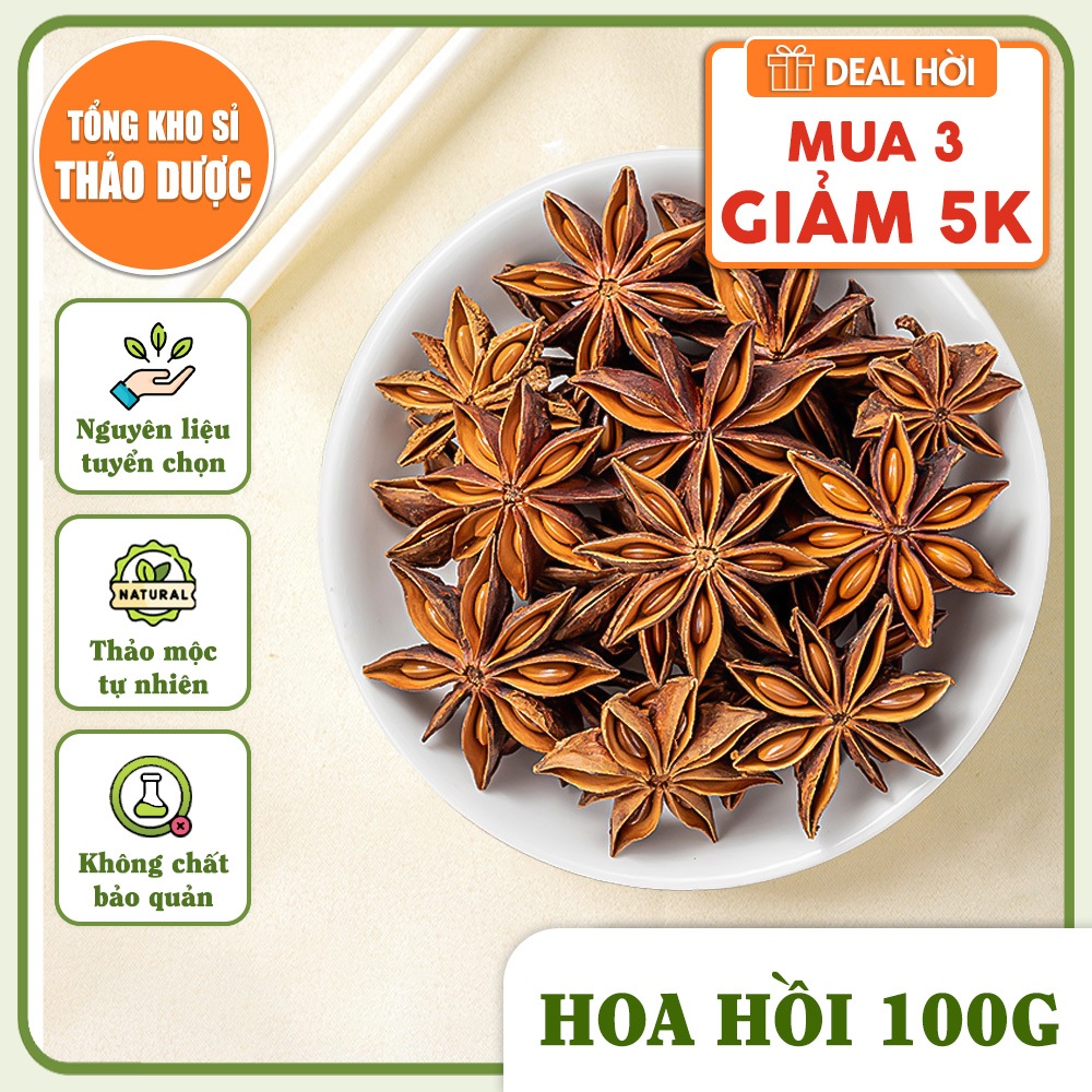Hoa hồi khô 100g, đại hồi nguyên cánh, nguyên liệu gia vị nấu phở, làm sốt vang, thơm ngon, chuẩn vị
