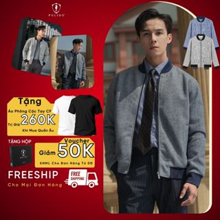 Áo khoác nam,bomber nam Polido Dạ Họa Tiết chất mềm mịn ấp áp 2 lớp giữ nhiệt tốt kiểu dáng slimfit