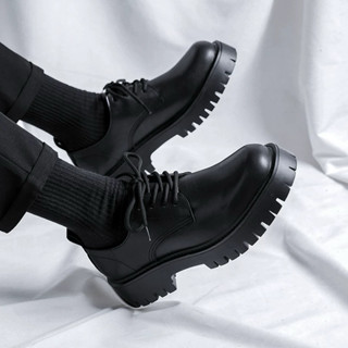 Giày đốc tờ nam đế cao 4-5cm buộc dây da lì cao cấp