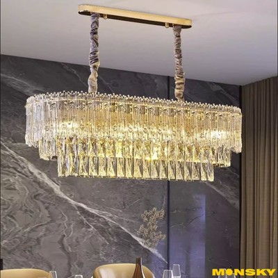 Đèn thả chùm pha lê MONSKY TIRCE dài 100cm, tròn 60cm, 80cm hiện đại trang trí nội thất sang trọng