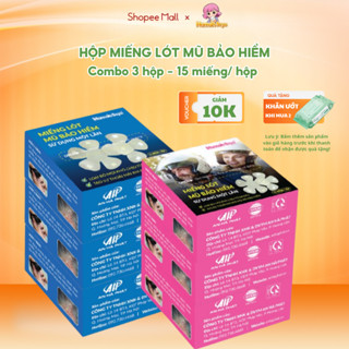 COMBO 03 HỘP Miếng lót mũ bảo hiểm Hannah - Seyo (15 miếng/ hộp) - Màu ngẫu nhiên