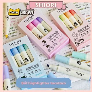  Hộp 4 bút highlighter TACOTACO collection tone pastel Bút Dạ Quang Nhiều Màu Sắc Cho Học Sinh Sinh Viên 