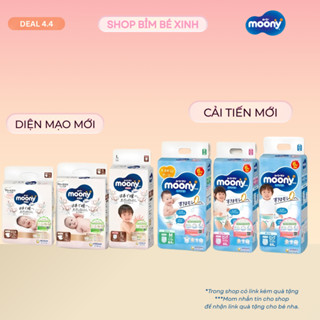 Bỉm Tã dán quần Moony Xanh - trắng bỉm Nhật đủ size Nb96/S84/M58/ L54/ L44/ Xl44/XXL26