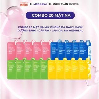 Combo mix 20 mặt nạ Mediheal daily 5 mucin - 5 toning - 5 hyalu - 5 lifting hỗ trợ dưỡng sáng mờ thâm, cấp ẩm cho da