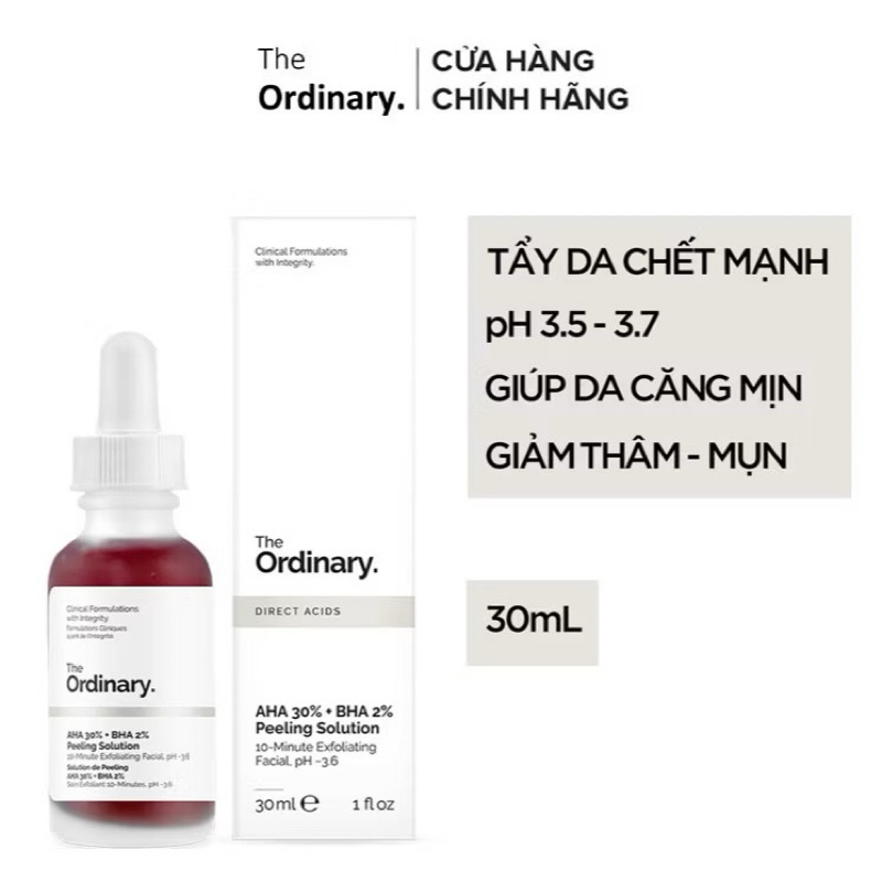 Tinh chất The Ordinary Niacinamide 10% + Zinc 1% Vs The Ordinary AHA 30% + BHA 2% 30ml