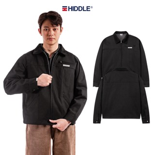  Áo khoác nam phối cổ nhung vải kaki Hiddle màu đen hai lớp có túi trong hỗ trợ size từ 40-80kg | H-AK6 