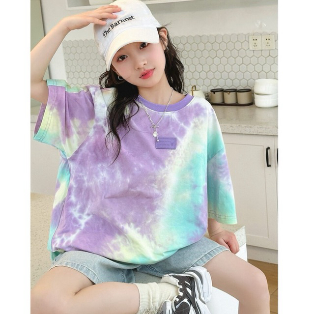 NANA CHAN - Áo thun ngắn tay loang in mác OG79 SIZE ĐẠI 120-170 bé gái, quần đùi trẻ em cao cấp