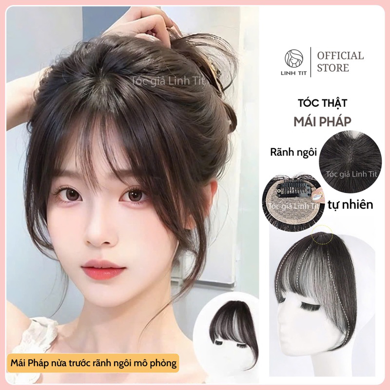 [Bản mới 2026] Tóc giả mái Pháp tóc thật – che trán cao, tự nhiên không lộ viền, kẹp nhanh 5s