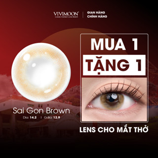 Lens cho mắt thở cận 6 tháng màu nâu tây Sài Gòn Brown kính áp tròng VIVIMOON (Giá 01 đôi)