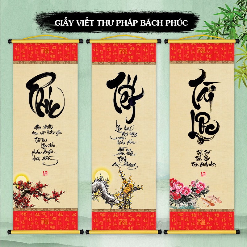 Giấy viết thư pháp, liễn giấy ốp in tranh Thư Pháp Dụng Phẩm giá rẻ viết sự kiện - Set 05 tờ