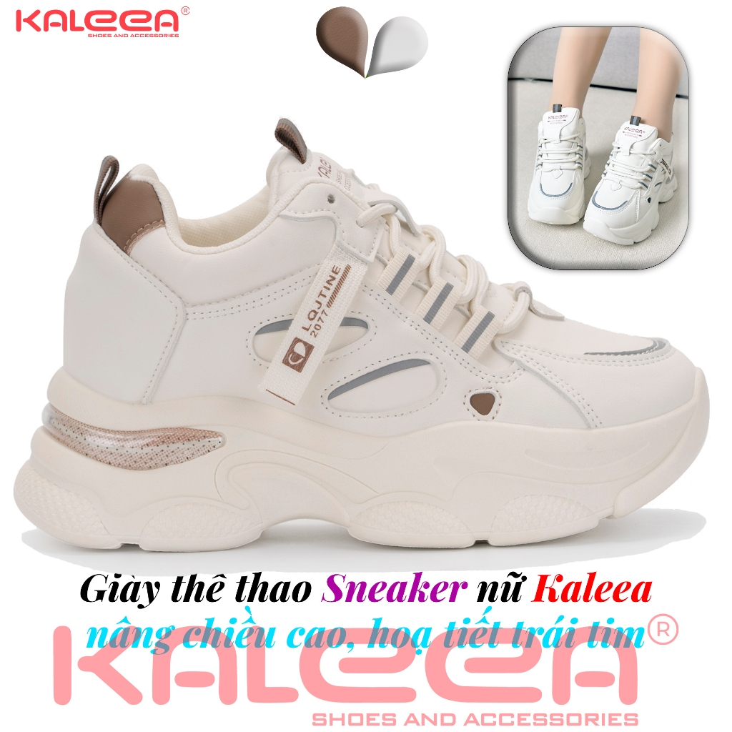 Kaleea: Giày Thể Thao nữ Sneaker độn đế, giày thể thao nữ đế cao hoạ tiết trái tim T111 (8p)