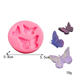 KHUÔN SILICON 3 CON BƯỚM 1086 làm bánh trung thu hiện đại, fondant, rau câu, socola, nến, xà phòng