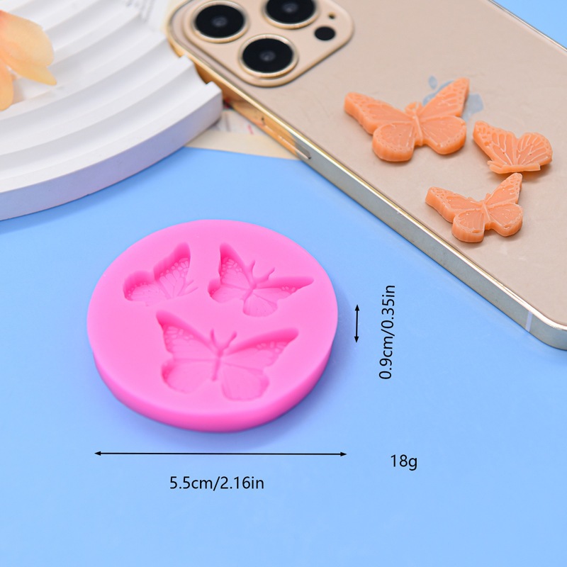 KHUÔN SILICON 3 CON BƯỚM 1086 làm bánh trung thu hiện đại, fondant, rau câu, socola, nến, xà phòng