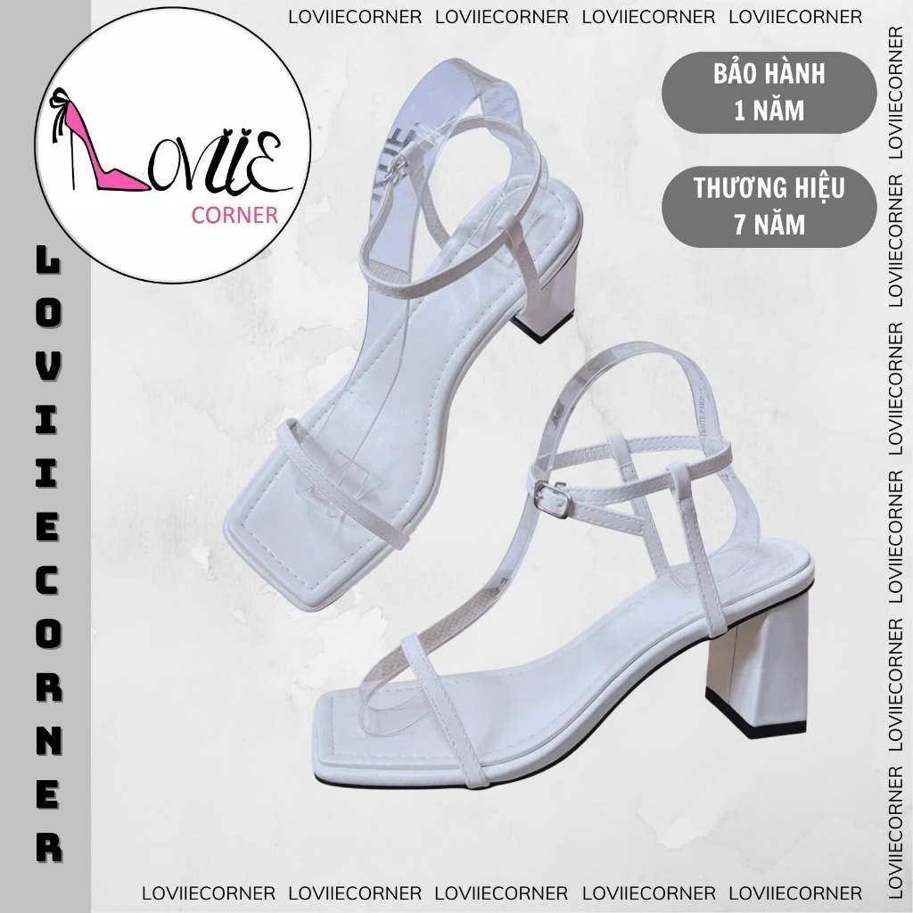 LOVIIECORNER - GIÀY SANDAL CAO GÓT NỮ CÔNG SỞ - SANDAL GÓT VUÔNG QUAI MẢNH 7CM TALON 2 LỚP G211216 -