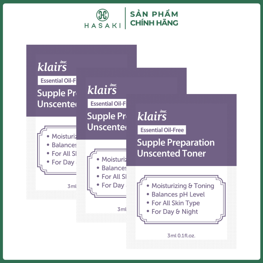 [QUÀ TẶNG KHÔNG BÁN] Combo 3 Sample Klairs Supple Preparation Unscented Toner mini 3ml Hasaki Sản Ph
