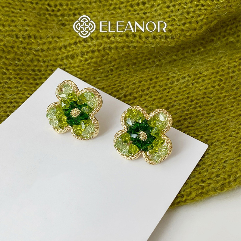 Bông tai nữ chuôi bạc 925 Eleanor Accessories hình hoa đính đá phụ kiện trang sức khuyên tai 9657