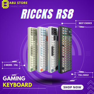 Bàn Phím Cơ Không Dây Riccks RS8 3 Mode | Mạch Xuôi | Led RGB+Led viền | Full Foam,Full Mod | QMK-VIA