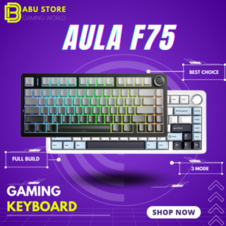 Bàn phím cơ không dây Aula F75 mạch xuôi - Hỗ trợ hotswap mạch 5pin - Có núm xoay tiện lợi