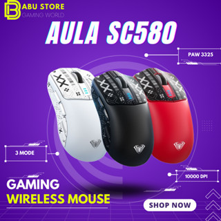 Chuột không dây AULA sc580 pin bluetooth/2.4g/type-c 500mah với 6-tốc độ dpi hỗ trợ chơi game, văn phòng - Paw 3325