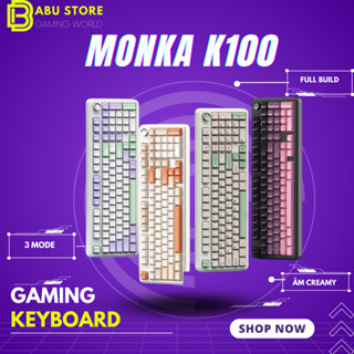Bàn phím cơ Monka K100 OG Full size có numpad | 3 mode, RGB, hotswap | Gasket mount | Núm xoay màu retro cổ điển