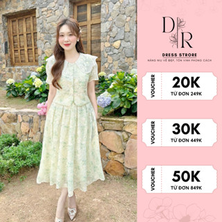  Váy thiết kế tiểu thư sang chảnh đầm nữ phong cách vintage cao cấp S5870 màu xanh - DVC chính hãng 