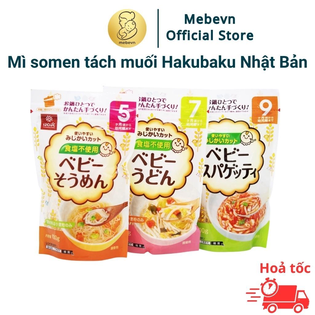 Mì somen tách muối Hakubaku Nhật Bản gói 100g bổ dưỡng an toàn, mì somen cho bé từ 5 tháng