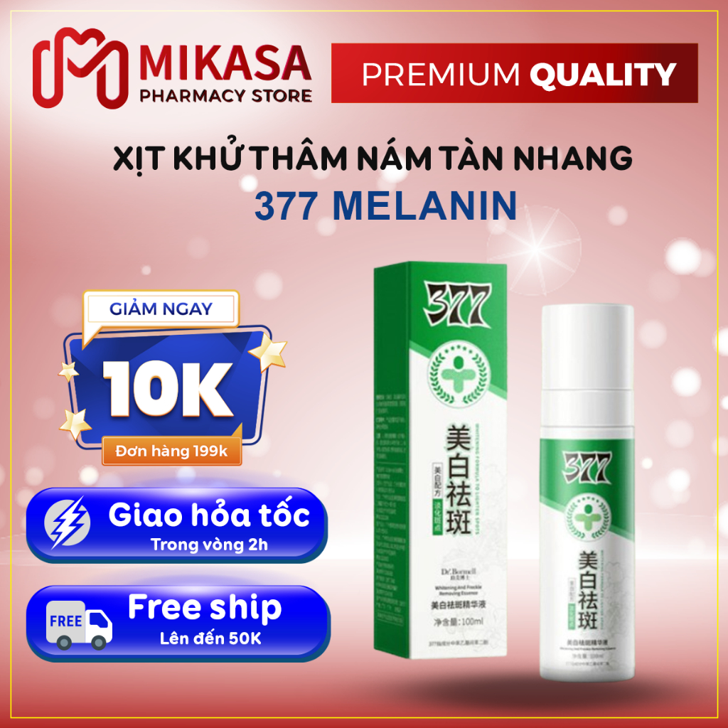 Tinh Chất Khử Nám Tàn Nhang 377 MELANIN – Xịt Melanin 377 Giúp Mờ Nám, Giảm Thâm, Cải Thiện Sắc Tố, Dưỡng Da Trắng Sáng