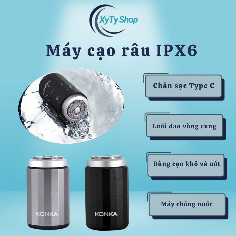 Máy Cạo Râu KONKA Chống Nước IPX6 Dao 15 Lưỡi, Nhỏ Gọn Tiện Lợi Xách Tay, Mang Theo Chuyến Công Tác, Du Lịch, Dã Ngoại