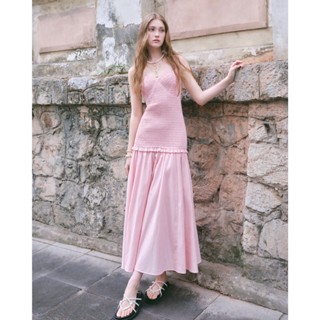 Đầm/Váy Maxi Hai Dây Màu Hồng Bèo Nhún Nữ_NOLAN DRESS | U3XW250103