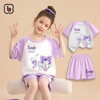  Đồ bộ mùa hè cho bé gái BabyloveGO set quần áo cộc tay siêu xinh cho bé in hình Kuromi độc đáo 