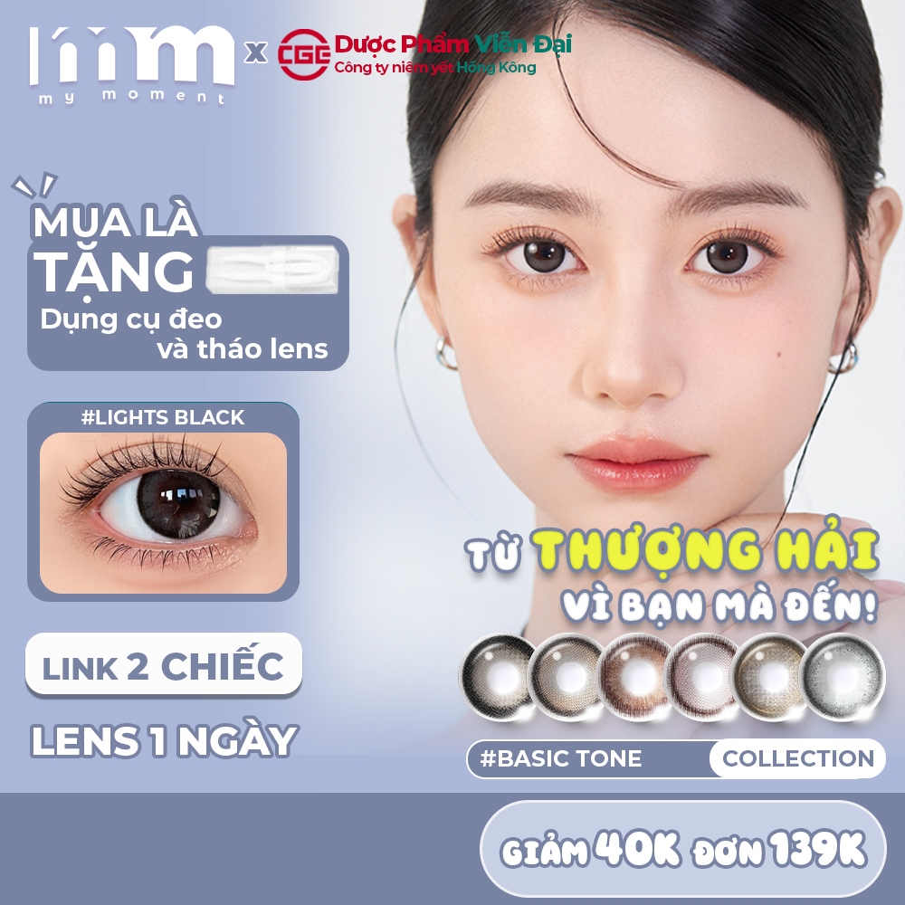 [2 CHIẾC] Kính áp tròng MM MyMoment lens 1 ngày Basic Tone Collection nâu đen xám DIA 14.2 - 14.5mm