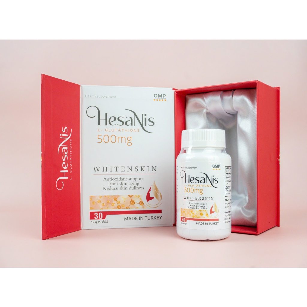 Viên uống trắng da Hesanis ( Glutathion , Orthinin, Vitamin C) Thổ Nhĩ Kì  - Hỗ trợ làm sáng da, trẻ