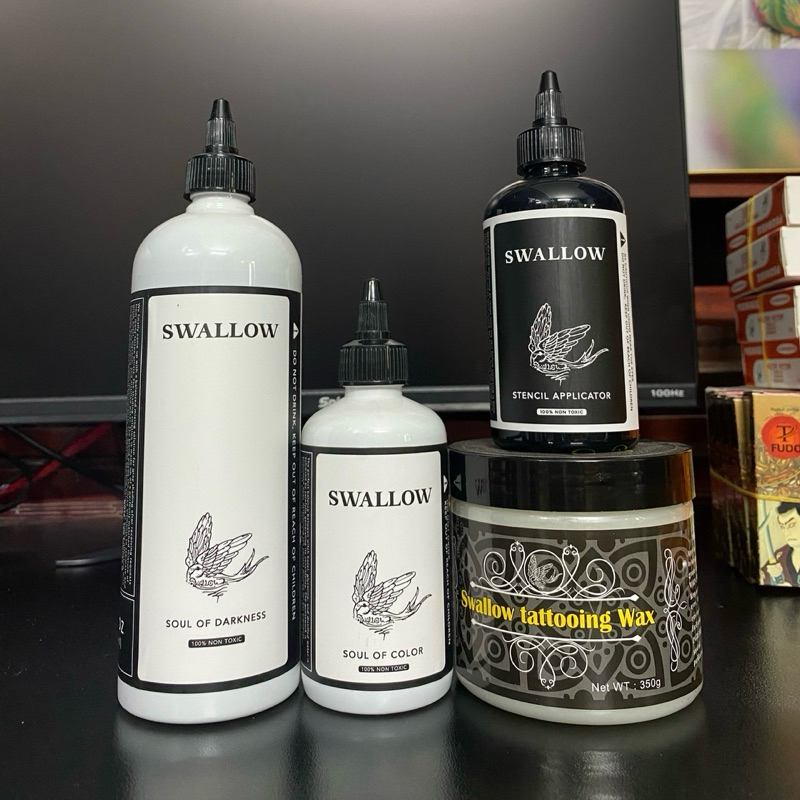 COMBO sản phẩm sơn én : pha đen 16oz, pha màu 8oz, gel scan 8oz, Vaseline 350g