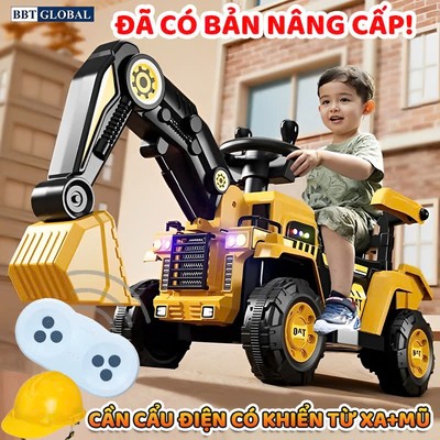 Xe cần cẩu điện, máy xúc cho bé BBT Global, điều chỉnh cần xúc có điều khiển từ xa BBT-611