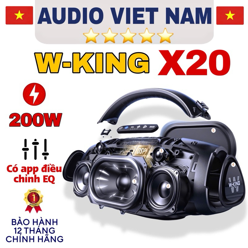 *LOA CAO CẤP* LOA WKING X20 công suất 200W cấu hình 2.1 có app chỉnh EQ riêng biệt, chức năng đồng b