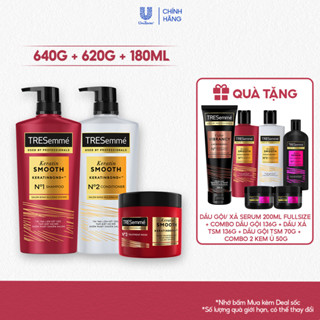 [Live]Combo Dầu Gội - Dầu Xả -Kem Ủ TRESemme Keratin Smooth Keratinbond+Cho Tóc Vào Nếp 640g,620g,180ml:CB gội xả ủ (HB)