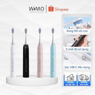 Bàn chải điện thông minh 5 chế độ làm sạch sâu, chăm sóc nướu - Tặng kèm 2 đầu thay thế và dây sạc