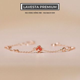 Lắc tay bạc nữ mạ vàng hồng 18K và mạ bạch kim LAVESTA LAV125 Cindy thiết kế cỏ 4 lá hiện đại, sang chảnh