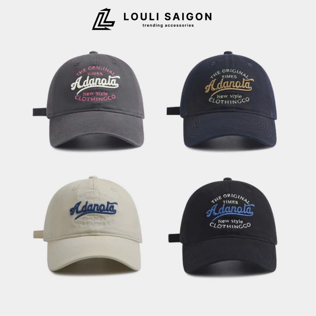 Mũ lưỡi trai nam nữ LOULI SAIGON chữ Adanola form mềm, nón lưỡi trai kaki unisex thời trang cao cấp M84