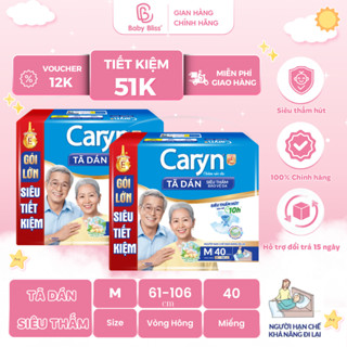 [Chính Hãng] Tã Bỉm Dán Người Lớn siêu thấm Caryn Size M40, L40, XL20 miếng ( đặt tối đa 2 gói/ 1 đơn)
