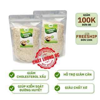  Yến mạch Úc Let's Nuts rolled instant oats cán vỡ cán mỏng túi 500g giúp giảm cân 