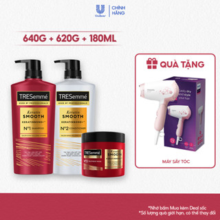 [Live] Combo Gội Xả Kem Ủ TRESemmé Keratin Smooth/ Bond Repair Cho Tóc Vào Nếp/ Giảm Gãy Rụng 640g & 620g & 180ml