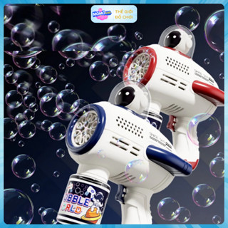  Súng bong bóng xà phòng máy bắn bong bóng,thổi bong bóng xà phòng phi hành gia dễ thương có đèn tặng kèm lọ xà phòng 