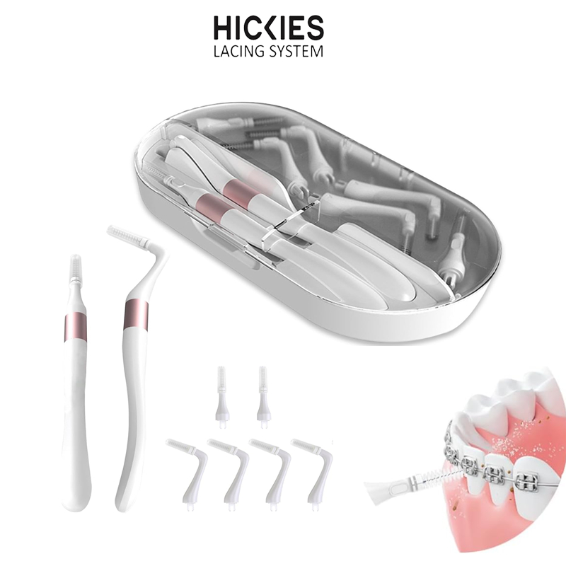 Bộ Bàn Chải Kẽ Răng Đầu Nhỏ ( 2 cái + 16 đầu thay thế) Cho Hàm Niềng Răng - HICKIES LACING SYSTEM