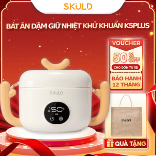 Bát ăn dặm giữ nhiệt SKULD K5PLUS cao cấp, khử khuẩn, chống nước IPX7, inox 316L, làm nóng 3 chiều an toàn BH12 Tháng