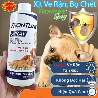 Chai Xịt Ve Rận, Bọ Chét FRONTLINE 500ml Chính Hãng - Diệt Khuẩn, An Toàn Cho Chó Mèo Và Người Dùng